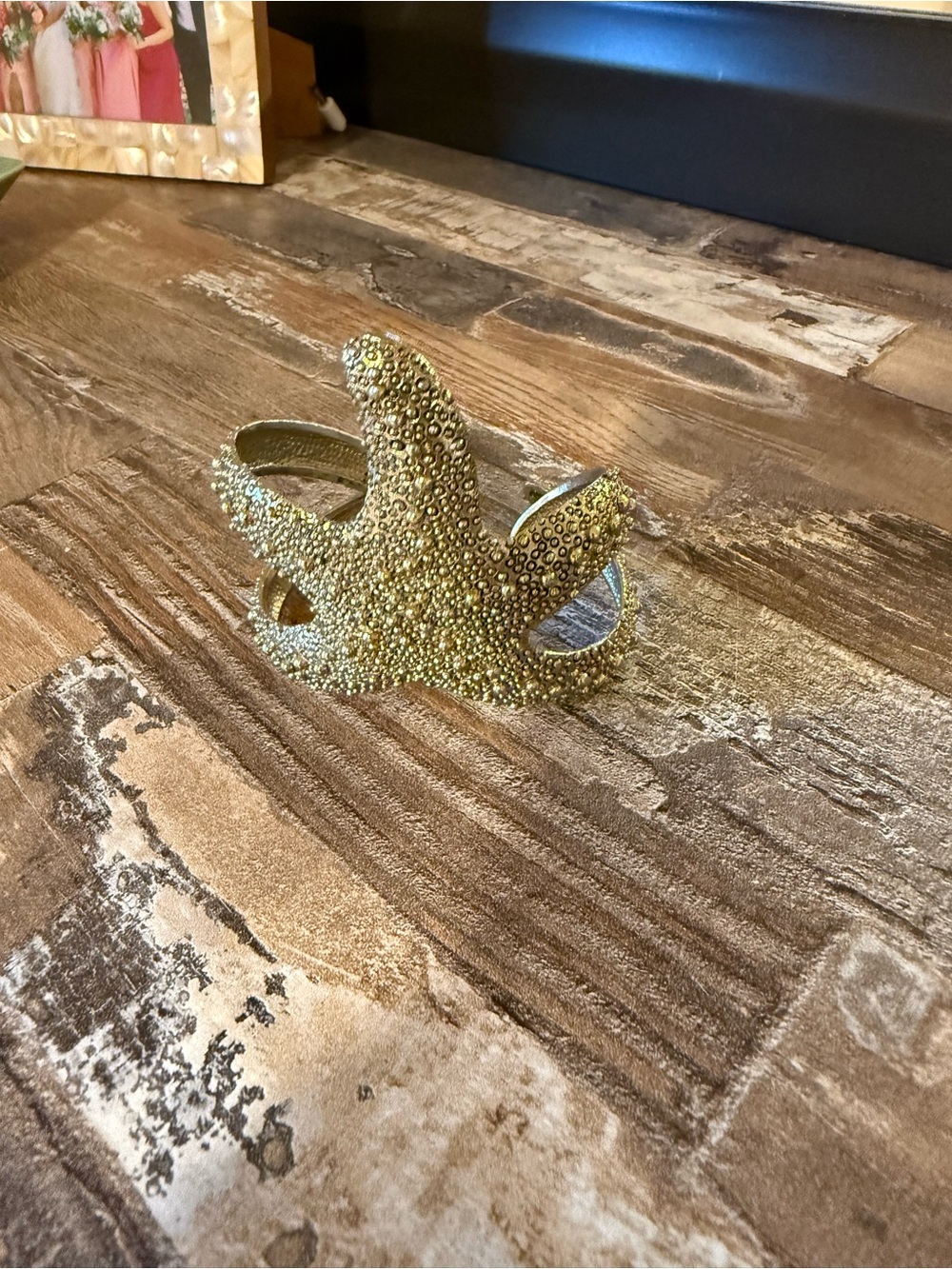 Gold Starfish Cuff Bracelet – Textured Beach-Inspired Bangle